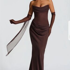 Chic Strapless Brown Gown